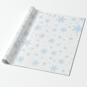 Papier Cadeau Les flocons de neige bleus en blanc