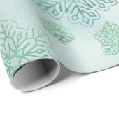 Papier Cadeau Les flocons De Neige Chatoyants Iridescente Vert H (Coin rond)