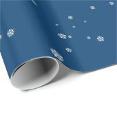 Papier Cadeau Les flocons de neige dans le ciel bleu foncé (Coin rond)