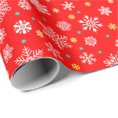 Papier Cadeau Les flocons de neige de différentes formes festive (Coin rond)