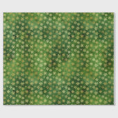 Papier Cadeau Les flocons de neige de Noël en or sur Vert (Plat)