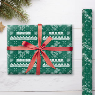 Papier Cadeau Les flocons de neige de Noël sur Emerald Green