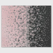 Papier Cadeau "Les flocons de neige en argent et rose (Plat)