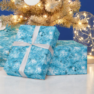 Papier Cadeau Les flocons de neige et la glace en Aqua