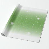 Papier Cadeau Les flocons de neige sur Vert et Blanc dégradé (Déroulé)