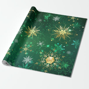 Papier Cadeau Les flocons dorés de Noël sur l'Arrière - plan ver