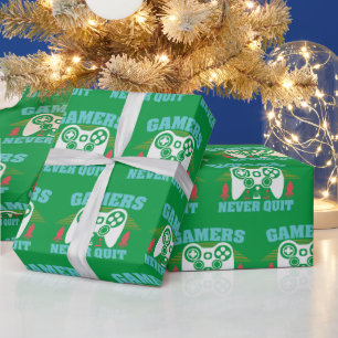 Papier Cadeau Les gamers de Noël n'arrêtent jamais d'emballer le