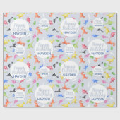 Papier Cadeau Les garçons adorent les dinosaures d'anniversaire (Plat)