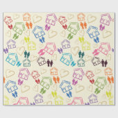 Papier Cadeau Les Gens Aiment Les Maisons Enveloppant Le Papier (Plat)