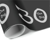 Papier Cadeau Les grands 30, anniversaire, texte argenté sur le (Coin rond)