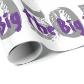 Papier Cadeau Les grands 50, anniversaire, gris, texte pourpre (Coin rond)