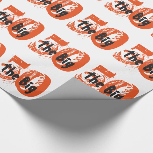 Papier Cadeau Les grands 50, anniversaire, noir, texte orange (Coin)
