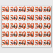 Papier Cadeau Les grands 50, anniversaire, noir, texte orange (Plat)