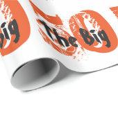 Papier Cadeau Les grands 50, anniversaire, noir, texte orange (Coin rond)