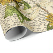 Papier Cadeau Les libellules des tournesols style terroir de l'a (Coin rond)