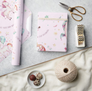 Papier Cadeau Les licornes roses mignonnes font votre propre bab
