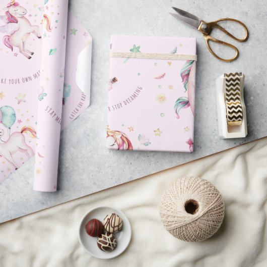 Papier Cadeau Les licornes roses mignonnes font votre propre bab (Artisanat)