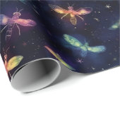 Papier Cadeau Les lucioles dans le ciel nocturne (Coin rond)