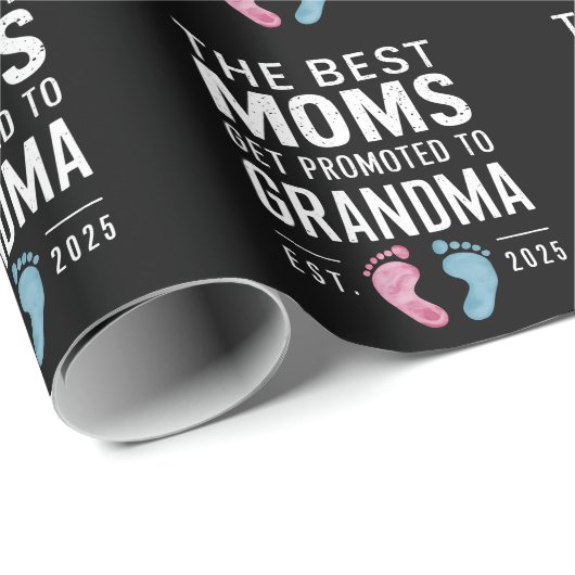 Papier Cadeau Les Meilleures Mamans Sont Promues Grand-mère Dès (Coin rond)