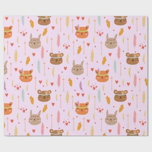 Papier Cadeau Les mignons animaux (Plat)