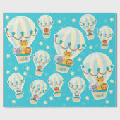 Papier Cadeau Les mignons animaux de la Jungle volent dans des b (Plat)