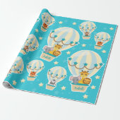 Papier Cadeau Les mignons animaux de la Jungle volent dans des b (Déroulé)