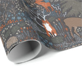 Papier Cadeau Les mignons animaux en bois (Coin rond)