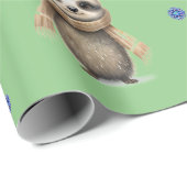 Papier Cadeau Les mignons animaux en Écharpes Noël sur le vert (Coin rond)