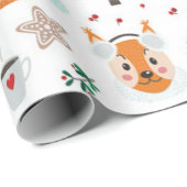 Papier Cadeau Les mignons animaux Motif de Noël (Coin rond)
