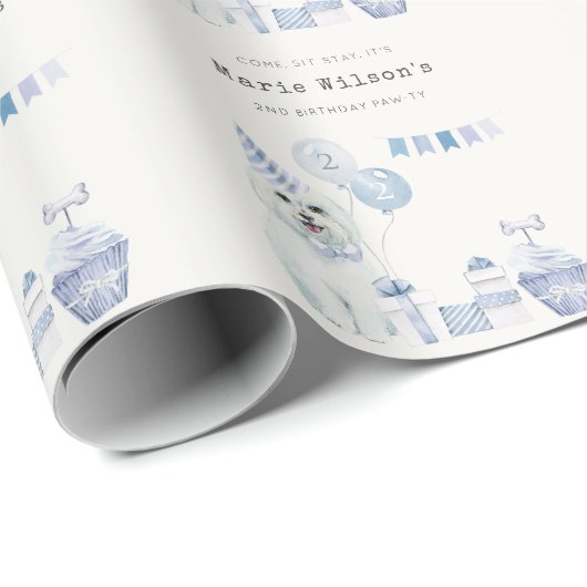 Papier Cadeau Les mignons Garçons Blue Party Chien Chien Chien C (Coin rond)