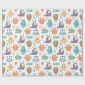 Papier Cadeau Les mignons monstres d'Halloween | BABY SHOWER (Plat)