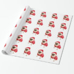 Papier Cadeau Les Mops du Noël<br><div class="desc">Le Mops en costume de Noël, il est assis là et attend ses cadeaux. C'est un gros lard, avec ce papier cadeau, chaque cadeau sort sous l'arbre de Noël. Superbe photo !</div>