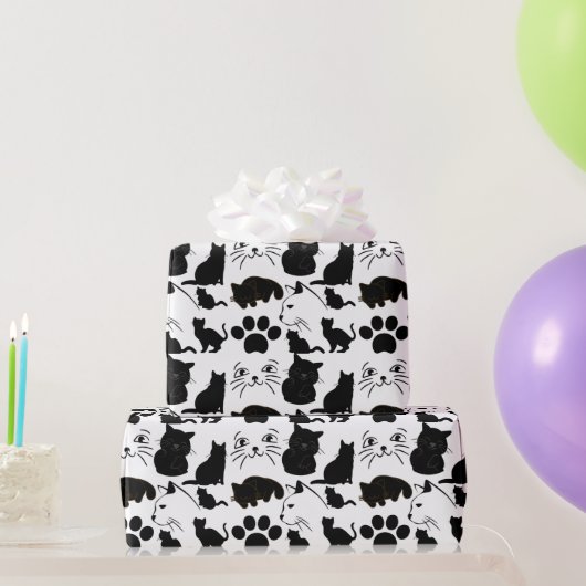 PAPIER CADEAU LES MOTIFS DE CHATS NOIRS (Cadeaux de fête)