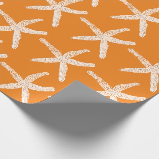 Papier Cadeau Les Motifs de l'Estrophe Blanche Orange Beach Noël (Coin)