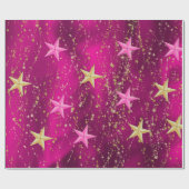 Papier Cadeau Les nuits arabes Magenta & Gold Stars (Plat)