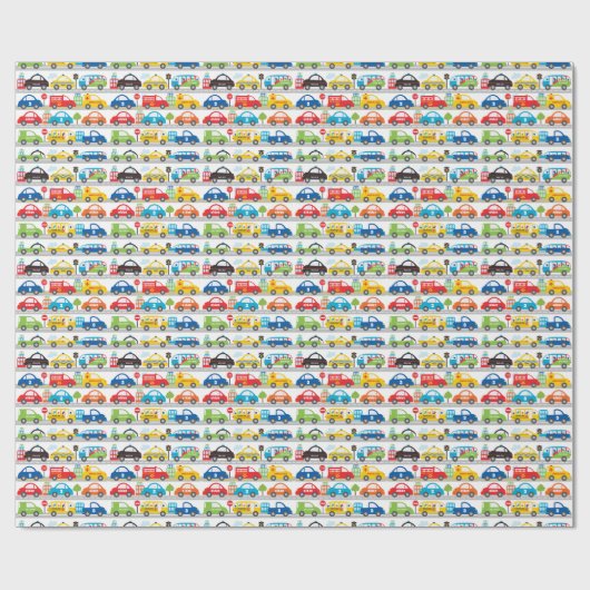 Papier Cadeau Les objets du garçon qui déplacent les véhicules N (Plat)