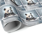 Papier Cadeau Les Ours De Panda Dans Le Bain De Bulle (Coin rond)