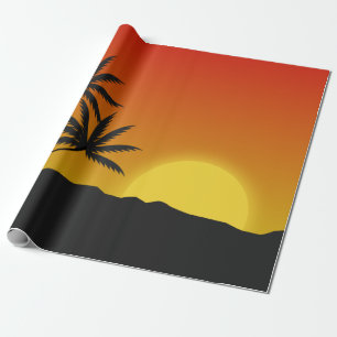 Papier Cadeau Les palmiers silhouettent et coucher du soleil