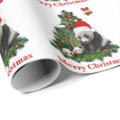 Papier Cadeau Les pandas de Noël  (Coin rond)
