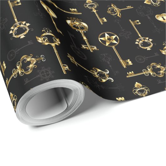 Papier Cadeau Les Patters de Seamless avec Golden Keys (Coin rond)