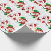 Papier Cadeau Les personnages de Noël de père Noël et Elf (Coin)
