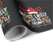 Papier Cadeau Les Plus Probables D'Être L'Elfe Grumpy Drôle Noël (Coin rond)