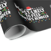 Papier Cadeau Les Plus Susceptibles De Nourrir Père Noël Reindee (Coin rond)