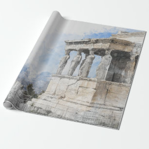 Papier Cadeau Les ruines des sites antiques aquarelles à Athènes