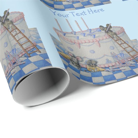 Papier Cadeau Les souris mignonnes ont décoré le gâteau (Coin rond)