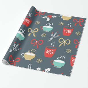 Papier Cadeau Les Tasses Vont Les Branches De Mistletoe Et De Fi