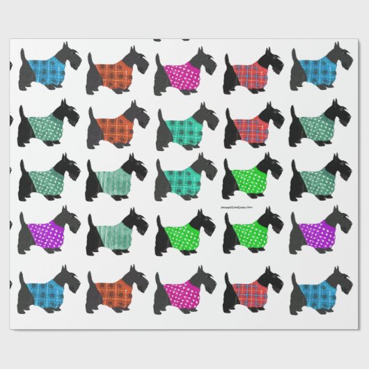 Papier Cadeau Les terriers écossais en pulls (Plat)