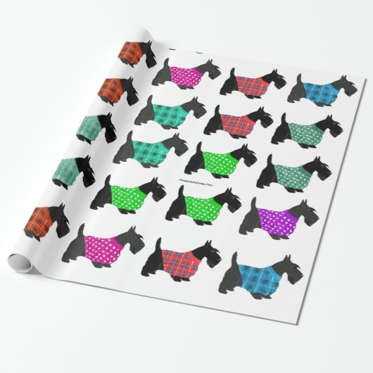 Papier Cadeau Les terriers écossais en pulls (Déroulé)