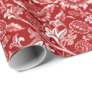 Papier Cadeau Les tournesols William Morris, le rouge profond et