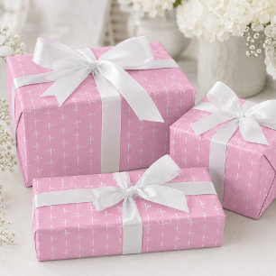 Papier Cadeau Les Trois Clous, Croix Chrétienne Rose et Blanche